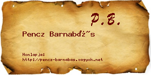 Pencz Barnabás névjegykártya