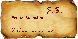 Pencz Barnabás névjegykártya